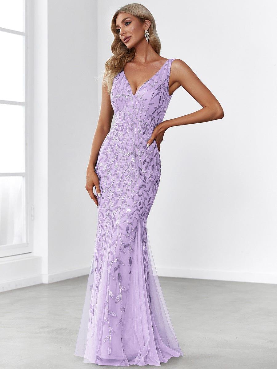 pretty ORIEL|Plus Size Women's V-Neck Fishtail Sequin Evening Dress - Image 77