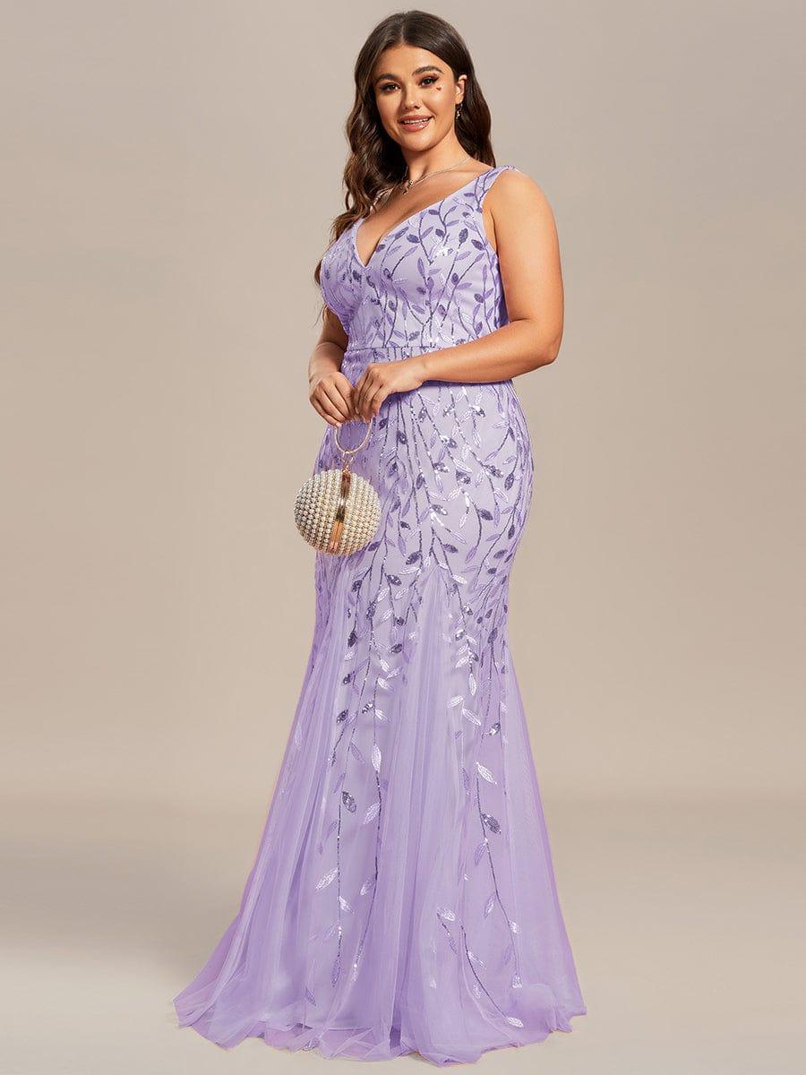 pretty ORIEL|Plus Size Women's V-Neck Fishtail Sequin Evening Dress - Image 84