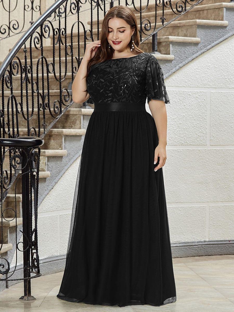 pretty SAPHIR|Plus Size Women's Embroidery Bridesmaid Dress with Short Sleeve - Image 10