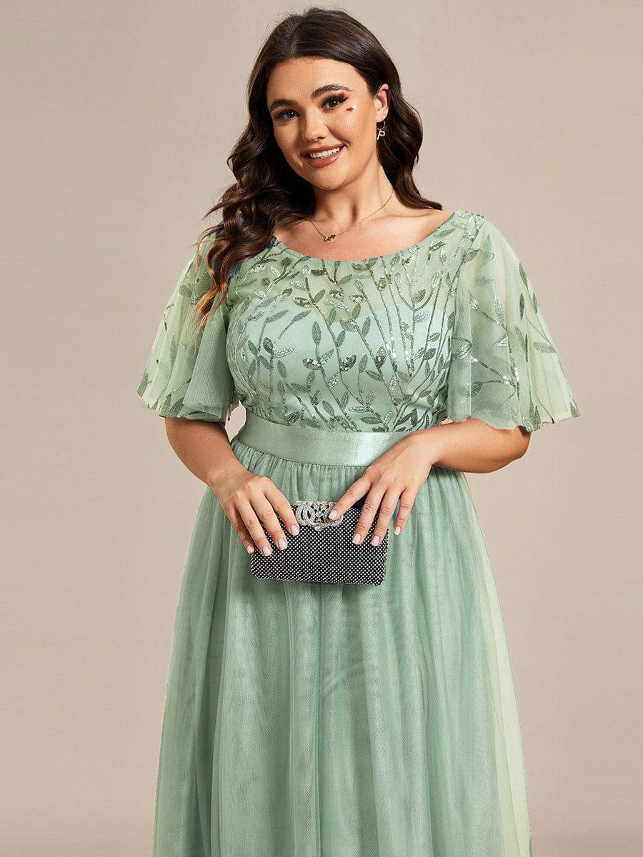 pretty SAPHIR|Plus Size Women's Embroidery Bridesmaid Dress with Short Sleeve - Image 102