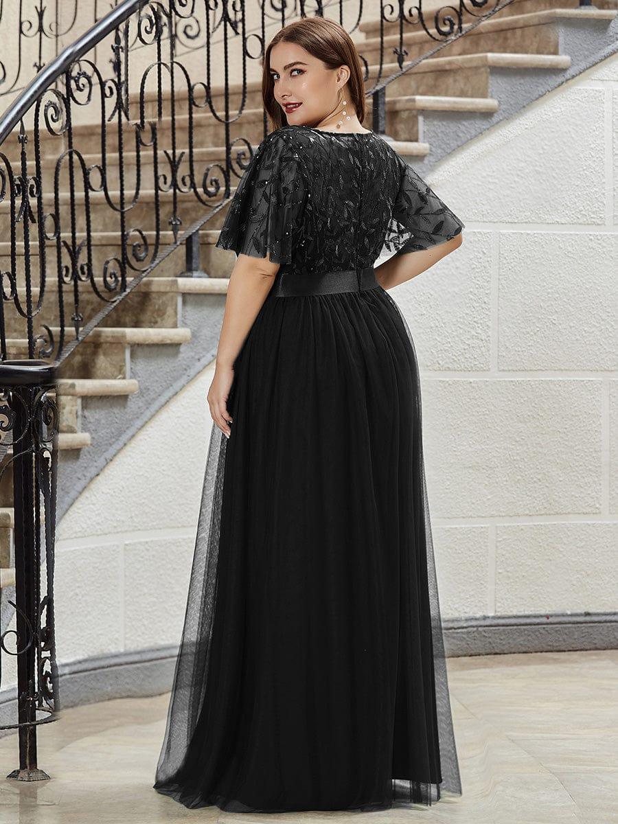 pretty SAPHIR|Plus Size Women's Embroidery Bridesmaid Dress with Short Sleeve - Image 11