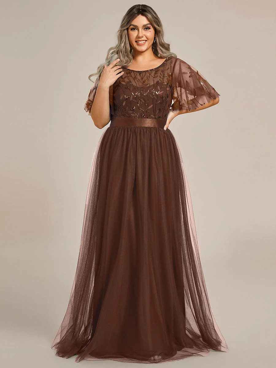pretty SAPHIR|Plus Size Women's Embroidery Bridesmaid Dress with Short Sleeve - Image 114