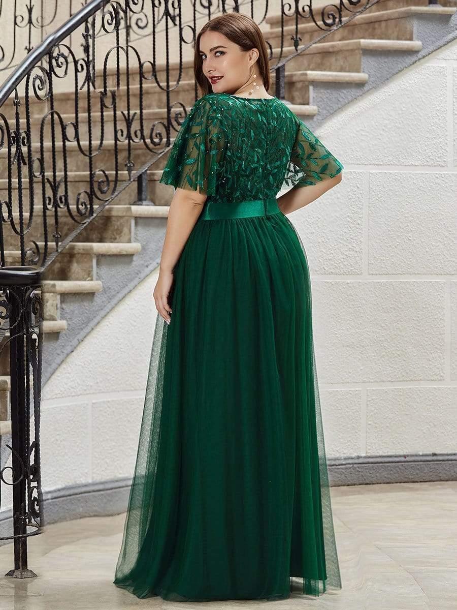pretty SAPHIR|Plus Size Women's Embroidery Bridesmaid Dress with Short Sleeve - Image 16