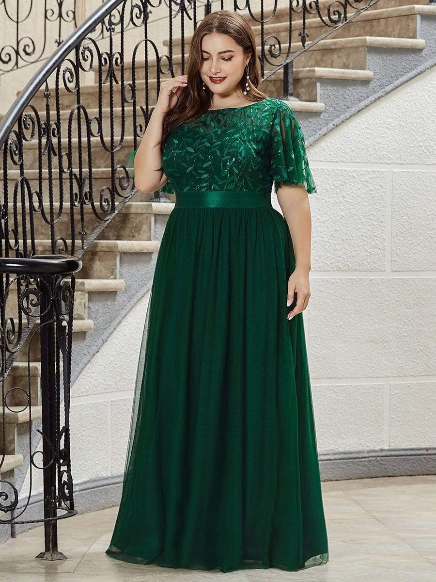 pretty SAPHIR|Plus Size Women's Embroidery Bridesmaid Dress with Short Sleeve - Image 17