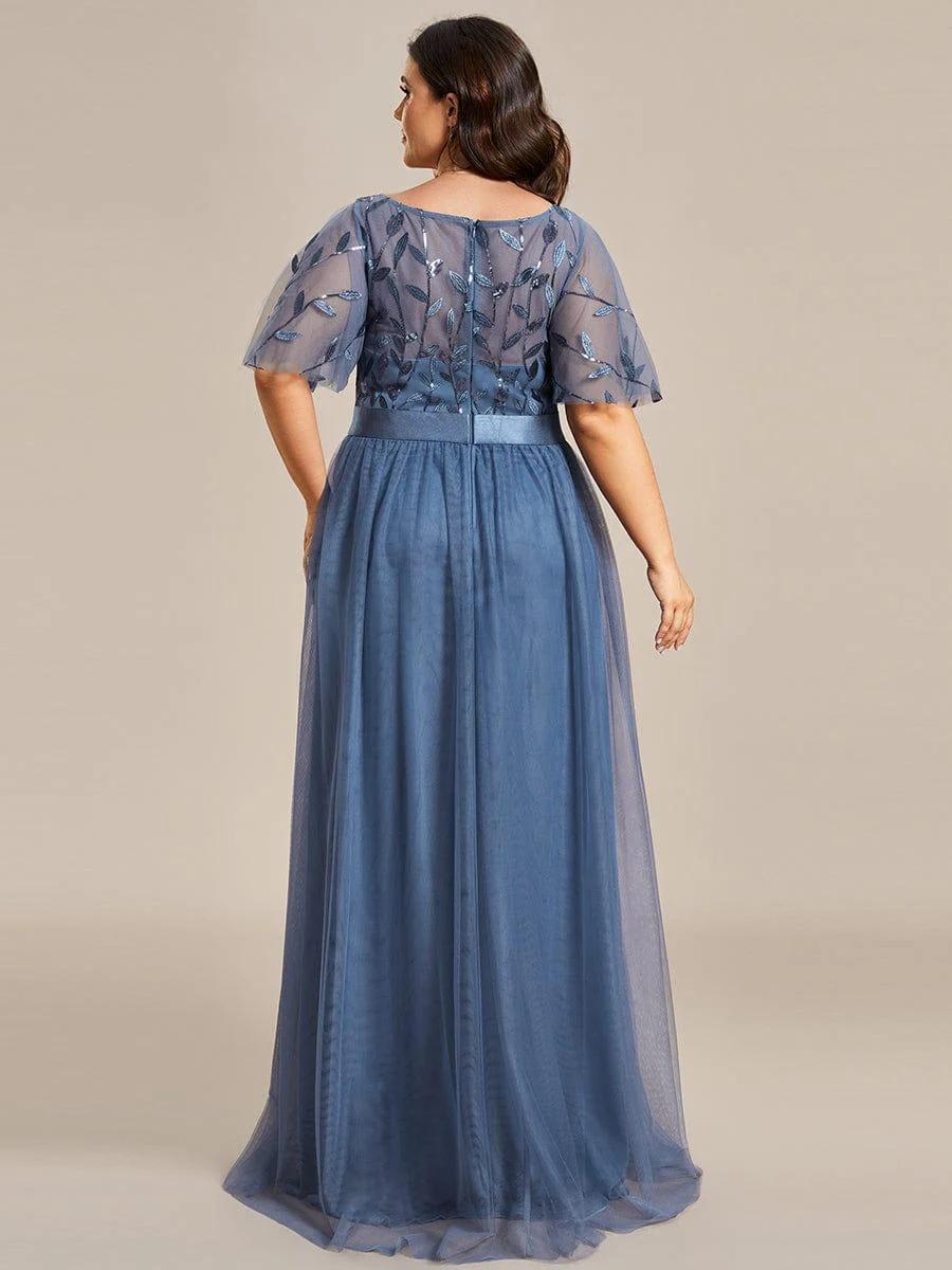 pretty SAPHIR|Plus Size Women's Embroidery Bridesmaid Dress with Short Sleeve - Image 46