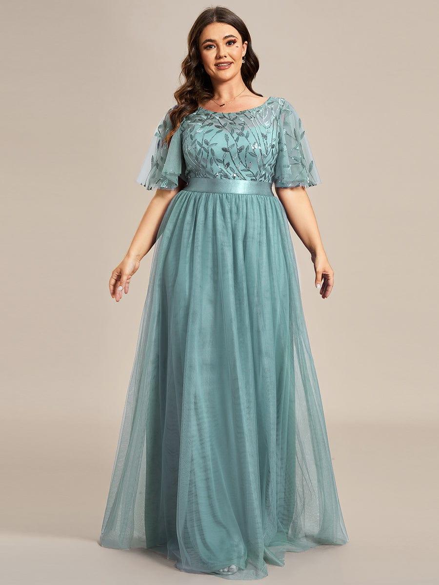 pretty SAPHIR|Plus Size Women's Embroidery Bridesmaid Dress with Short Sleeve - Image 50