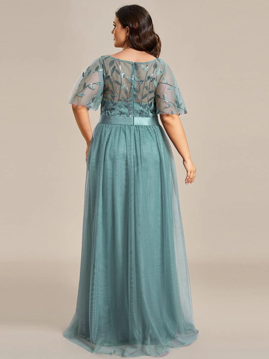 pretty SAPHIR|Plus Size Women's Embroidery Bridesmaid Dress with Short Sleeve - Image 51