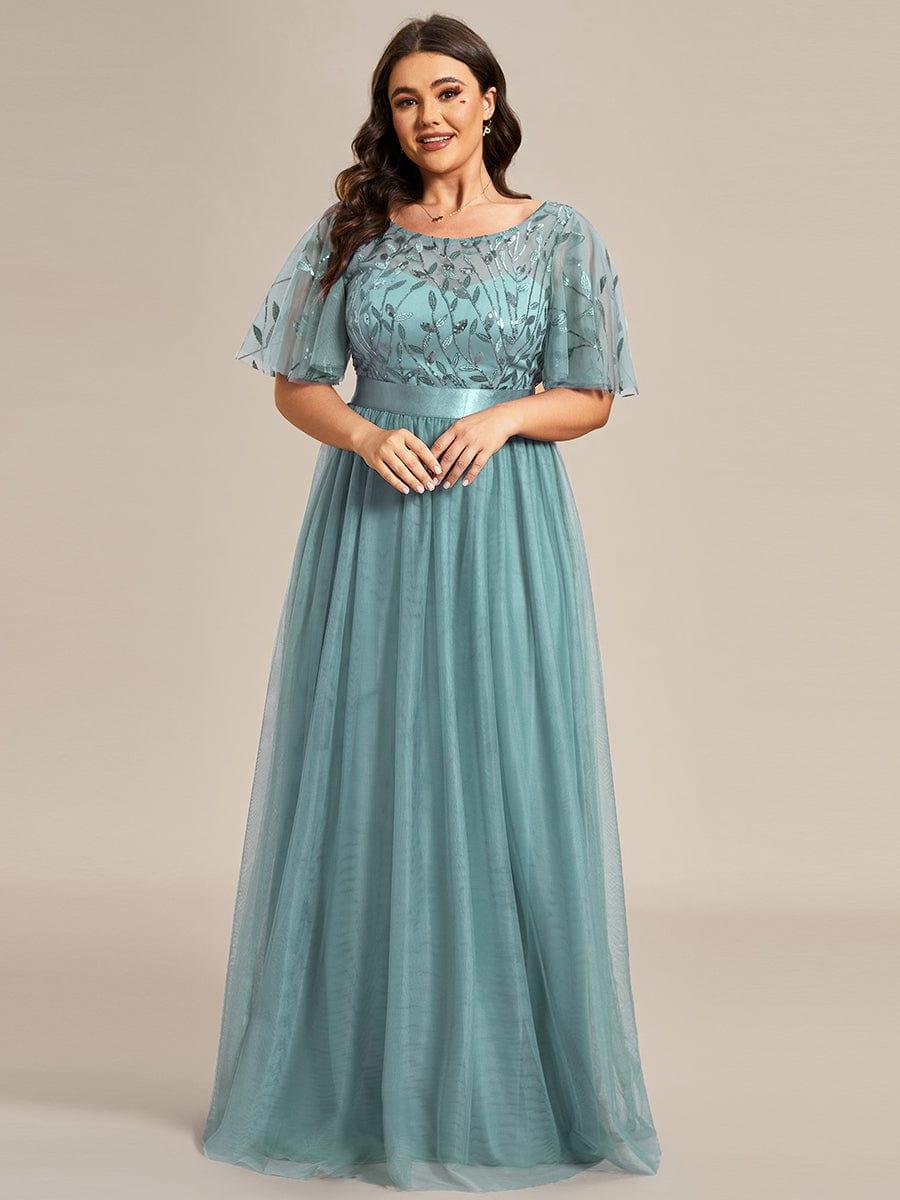pretty SAPHIR|Plus Size Women's Embroidery Bridesmaid Dress with Short Sleeve - Image 53
