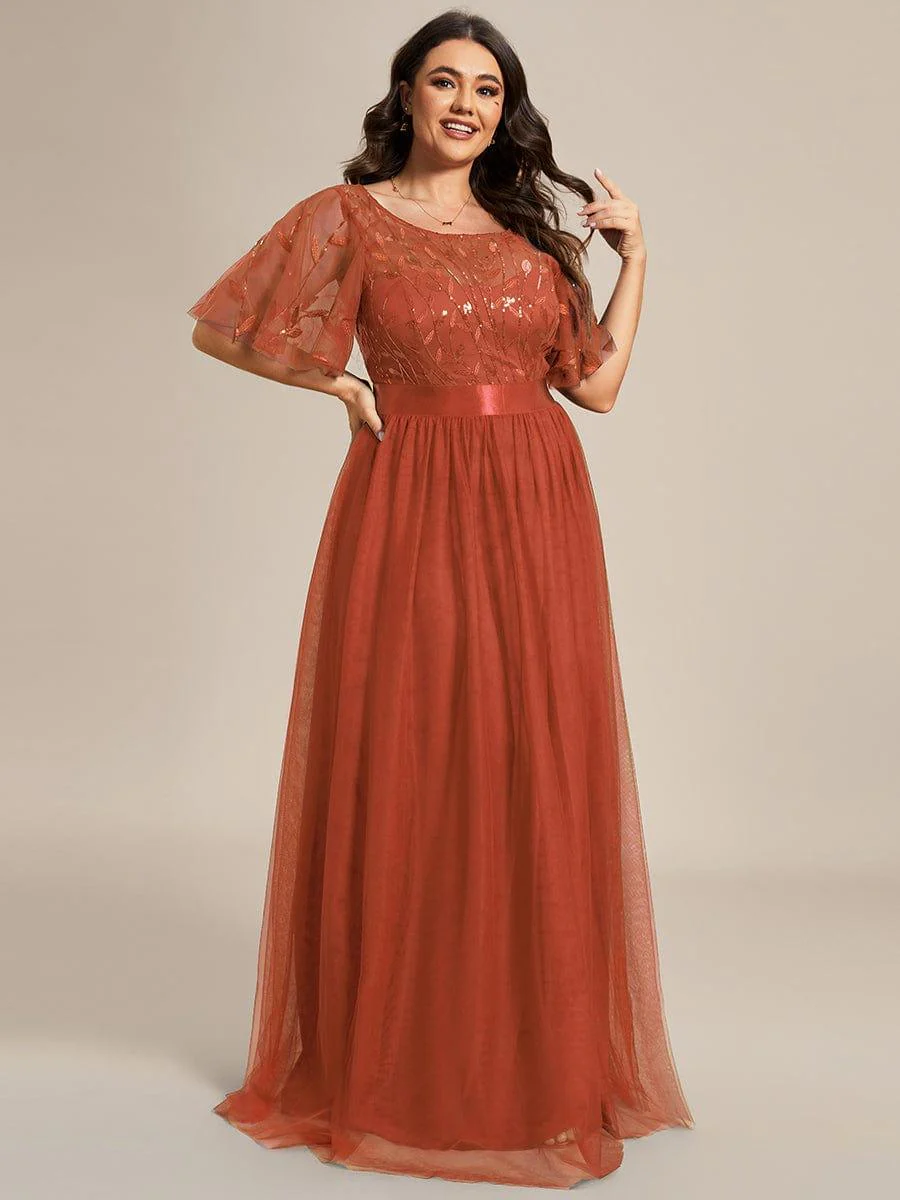 pretty SAPHIR|Plus Size Women's Embroidery Bridesmaid Dress with Short Sleeve - Image 58