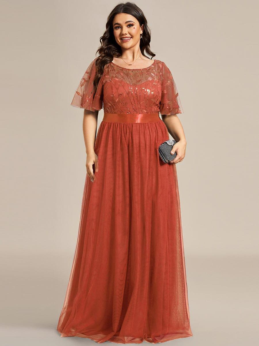 pretty SAPHIR|Plus Size Women's Embroidery Bridesmaid Dress with Short Sleeve - Image 59