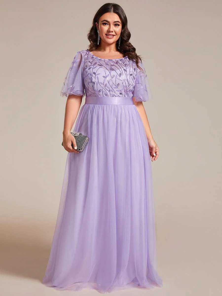 pretty SAPHIR|Plus Size Women's Embroidery Bridesmaid Dress with Short Sleeve - Image 60