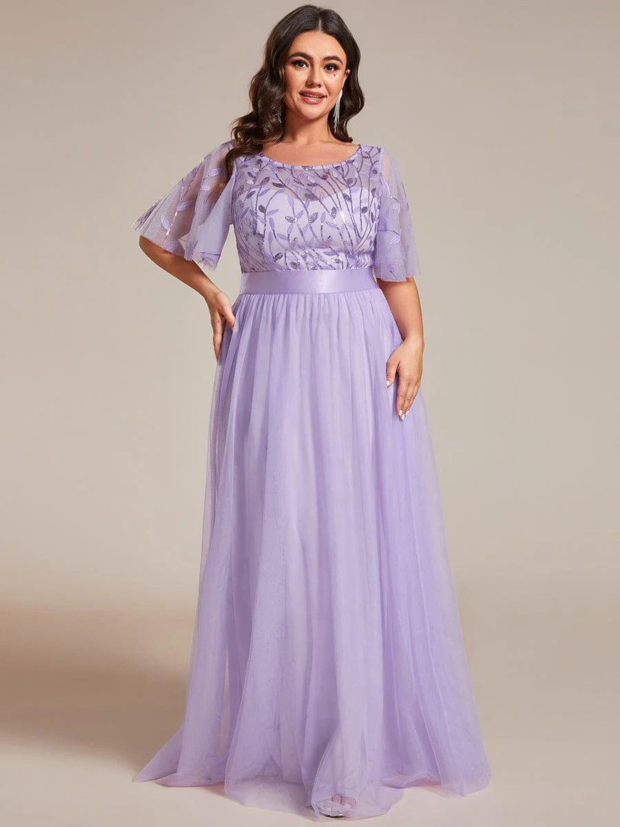 pretty SAPHIR|Plus Size Women's Embroidery Bridesmaid Dress with Short Sleeve - Image 63