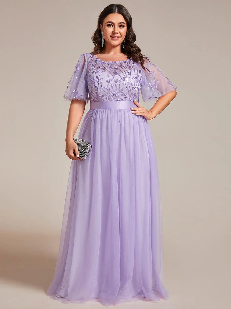 pretty SAPHIR|Plus Size Women's Embroidery Bridesmaid Dress with Short Sleeve - Image 64
