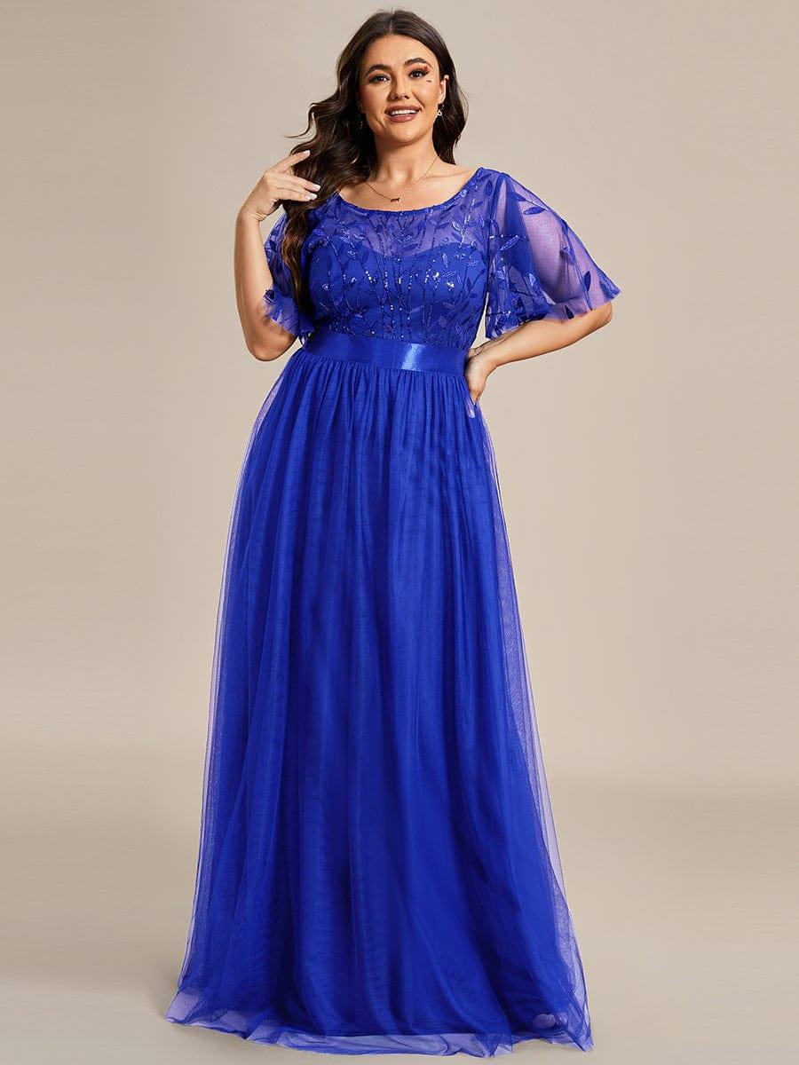 pretty SAPHIR|Plus Size Women's Embroidery Bridesmaid Dress with Short Sleeve - Image 68