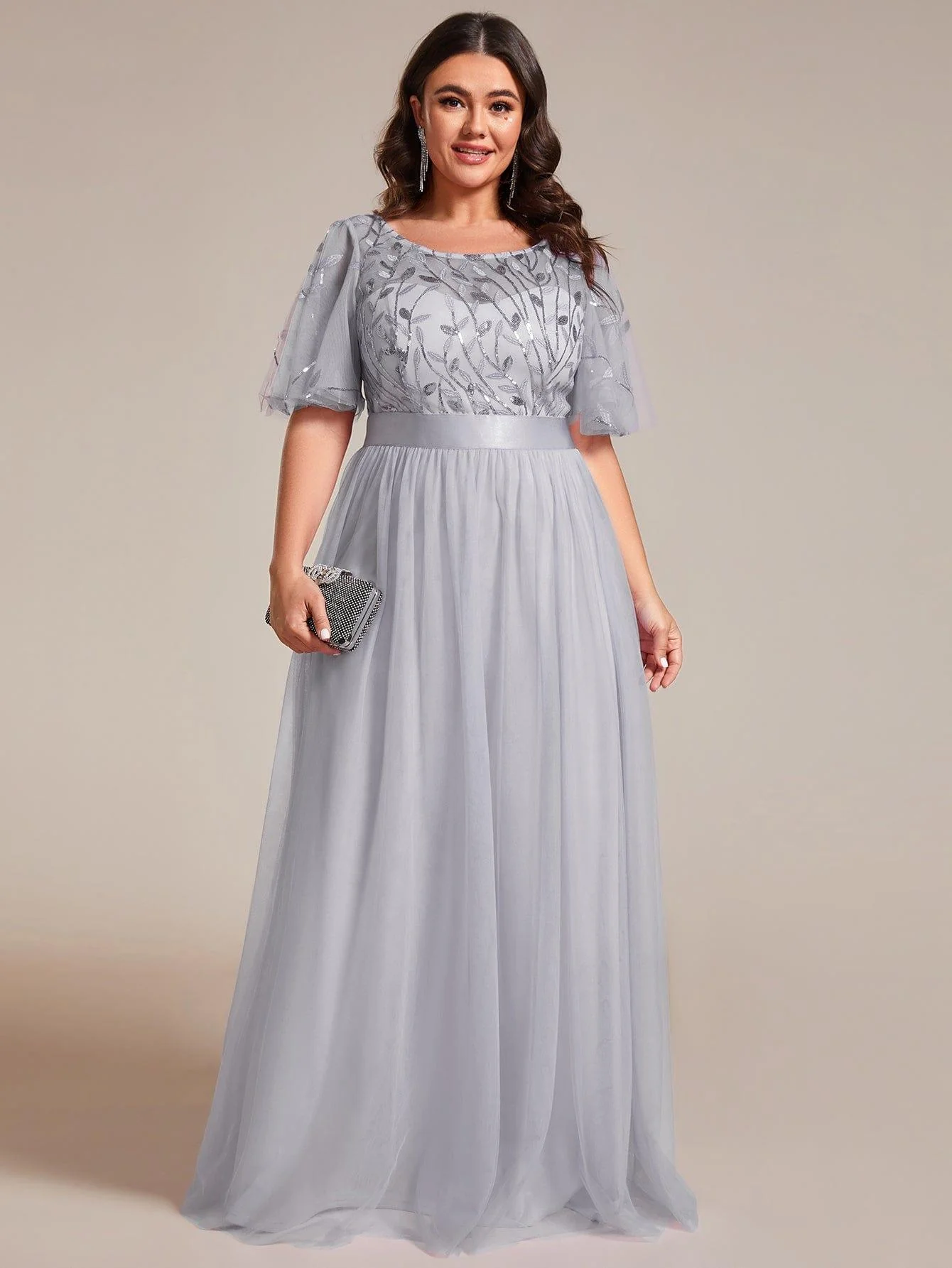 pretty SAPHIR|Plus Size Women's Embroidery Bridesmaid Dress with Short Sleeve - Image 74
