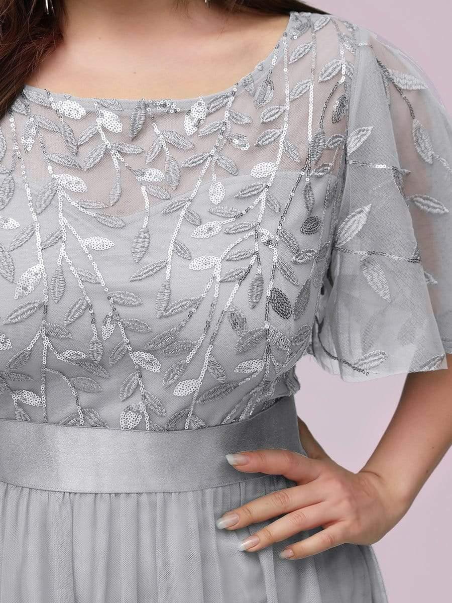 pretty SAPHIR|Plus Size Women's Embroidery Bridesmaid Dress with Short Sleeve - Image 77