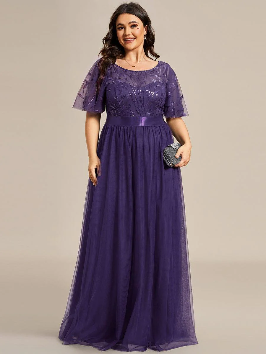 pretty SAPHIR|Plus Size Women's Embroidery Bridesmaid Dress with Short Sleeve - Image 95