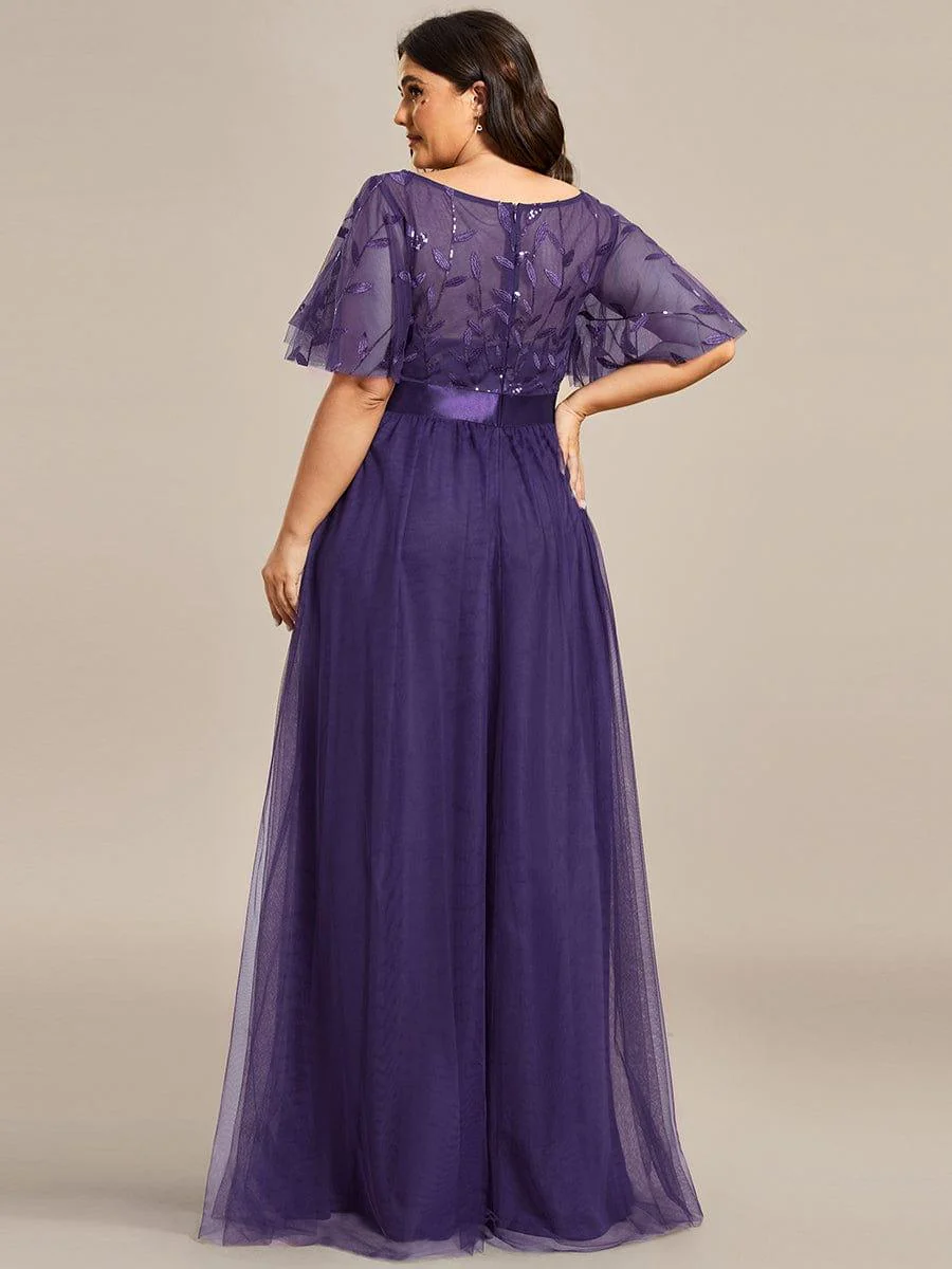 pretty SAPHIR|Plus Size Women's Embroidery Bridesmaid Dress with Short Sleeve - Image 96