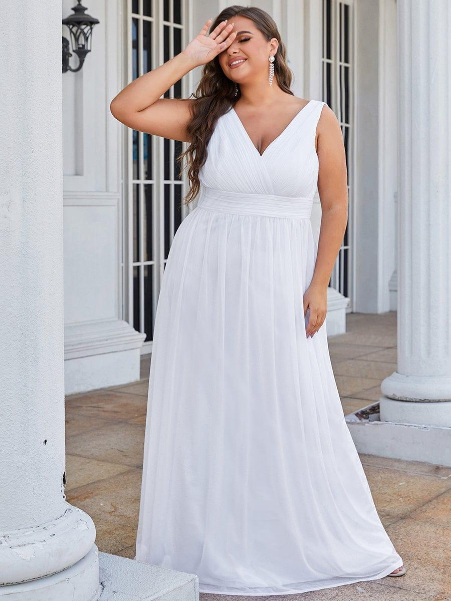 pretty STERLING|Double V Neck Maxi Long Plus Size Sparkly Evening Dresses for Party - Image 19