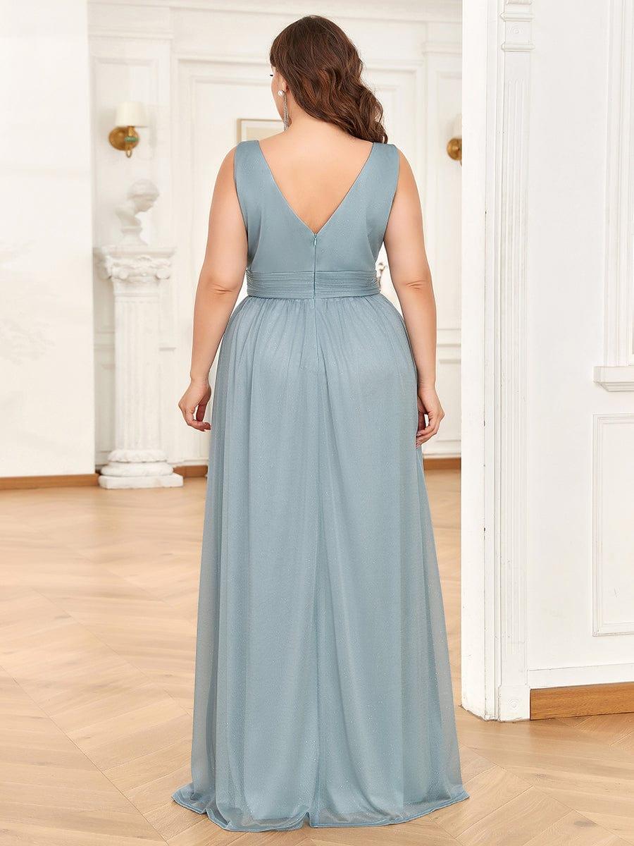 pretty STERLING|Double V Neck Maxi Long Plus Size Sparkly Evening Dresses for Party - Image 26