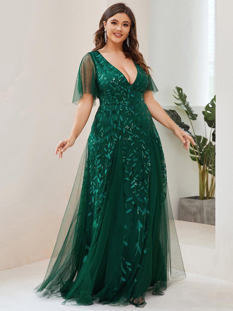 ever ASTRAL|Stunning V Neck Long Wedding Guest Dress with Ruffle Sleeves - Image 11