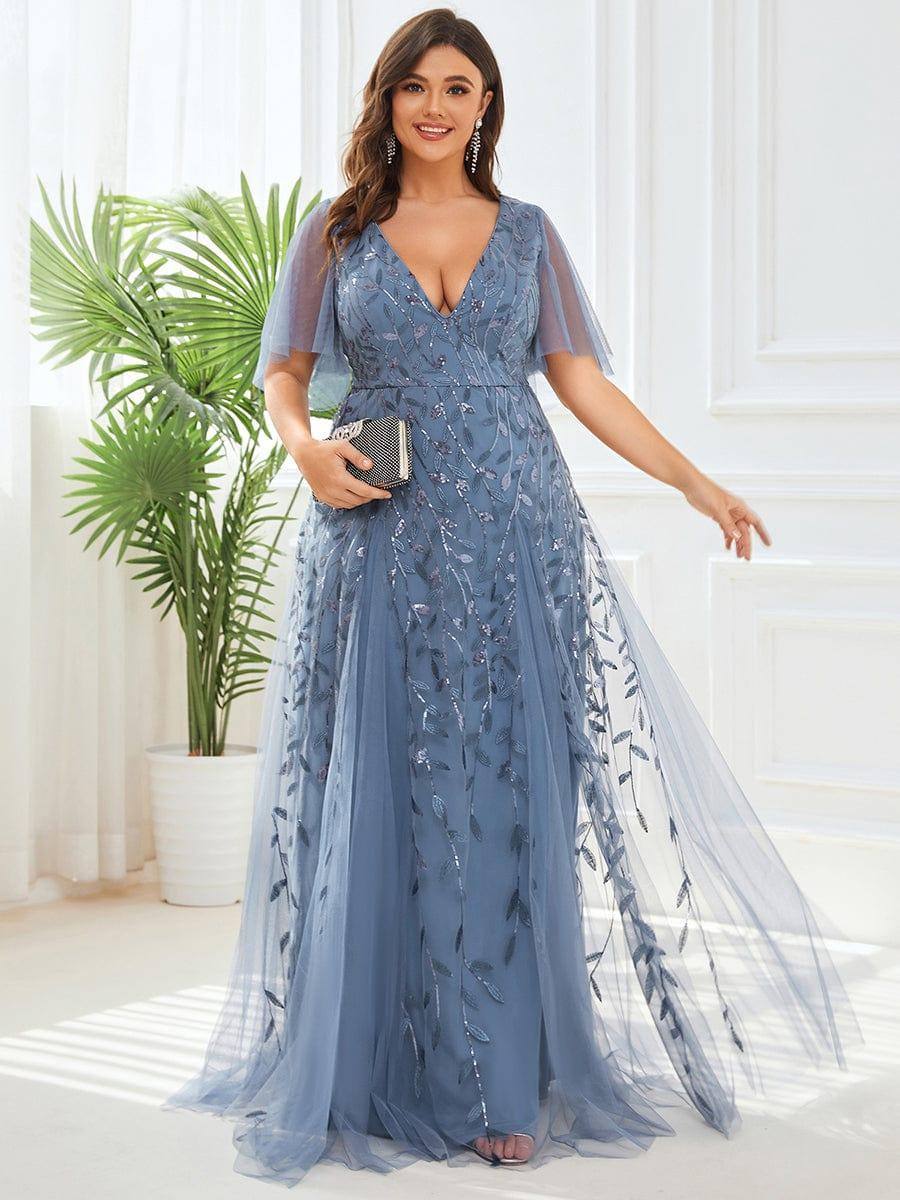 ever ASTRAL|Stunning V Neck Long Wedding Guest Dress with Ruffle Sleeves - Image 111