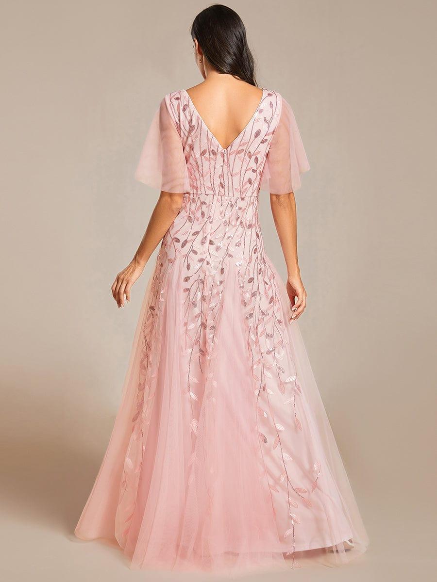 ever ASTRAL|Stunning V Neck Long Wedding Guest Dress with Ruffle Sleeves - Image 122