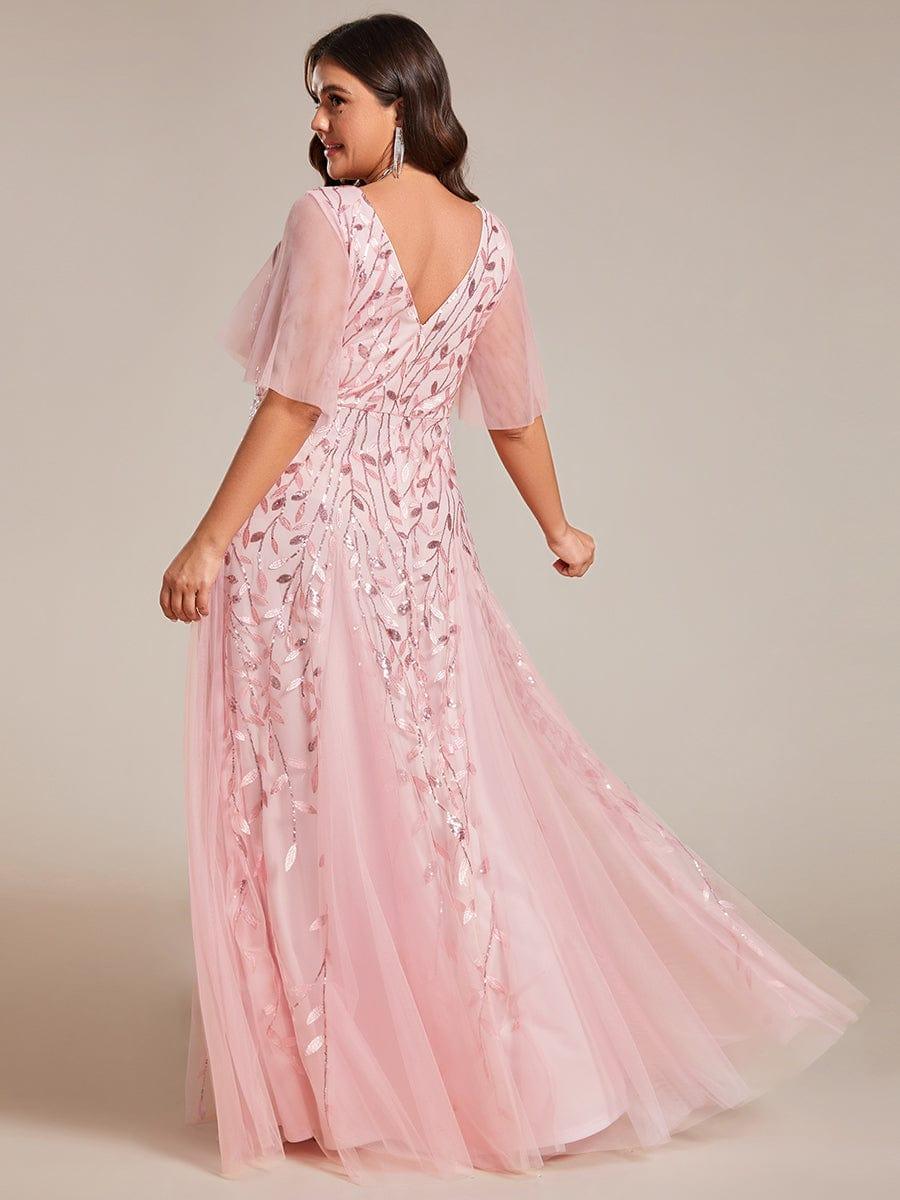 ever ASTRAL|Stunning V Neck Long Wedding Guest Dress with Ruffle Sleeves - Image 127