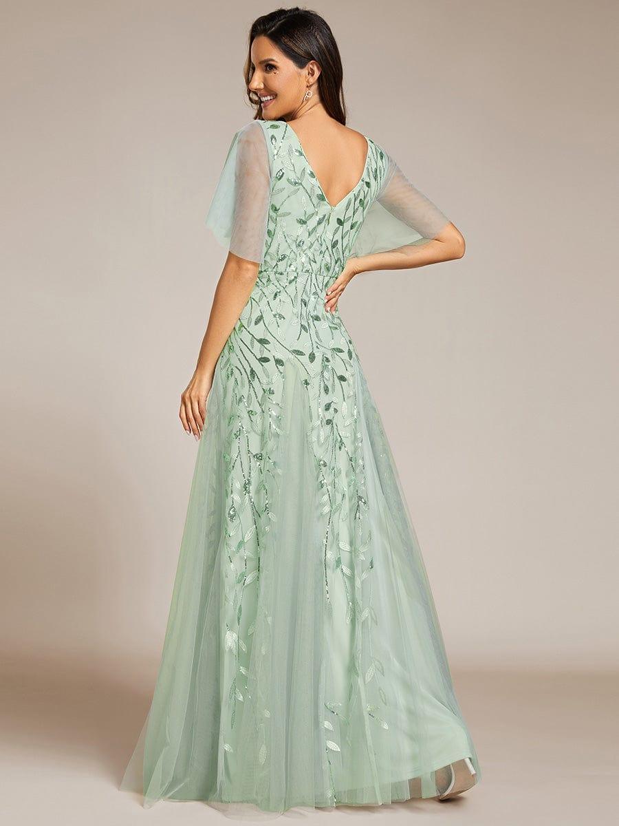 ever ASTRAL|Stunning V Neck Long Wedding Guest Dress with Ruffle Sleeves - Image 138