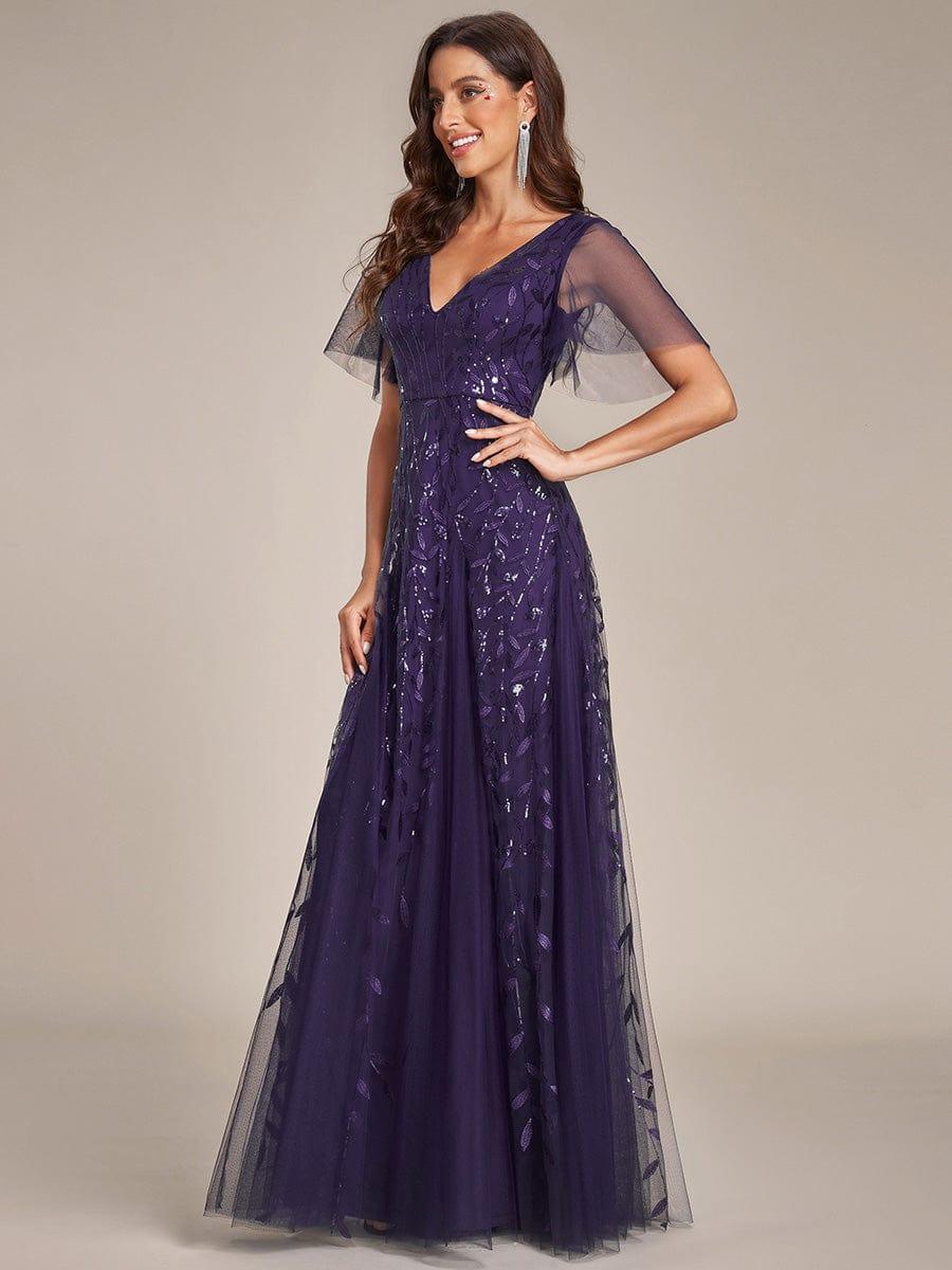 ever ASTRAL|Stunning V Neck Long Wedding Guest Dress with Ruffle Sleeves - Image 149