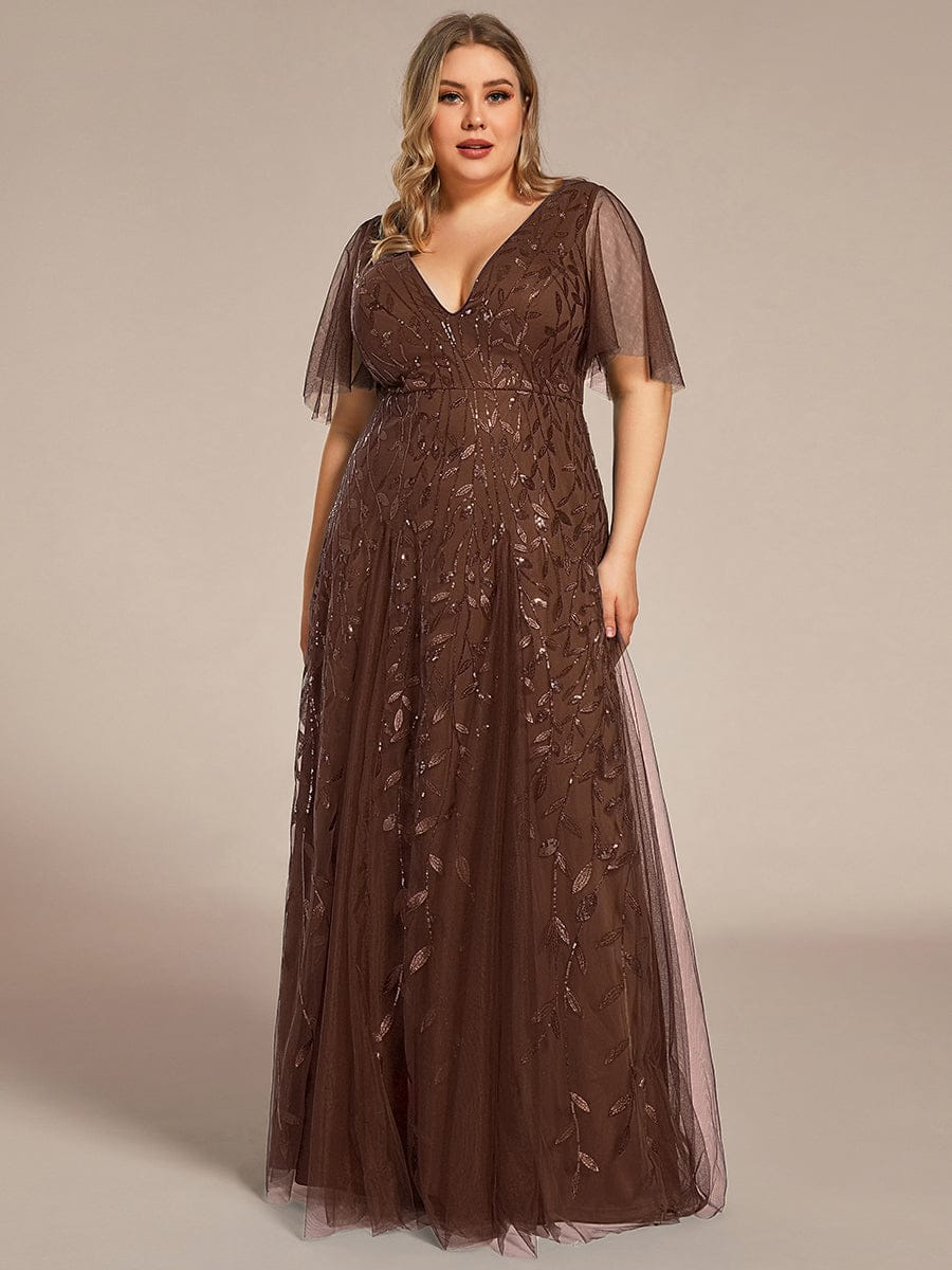 ever ASTRAL|Stunning V Neck Long Wedding Guest Dress with Ruffle Sleeves - Image 158