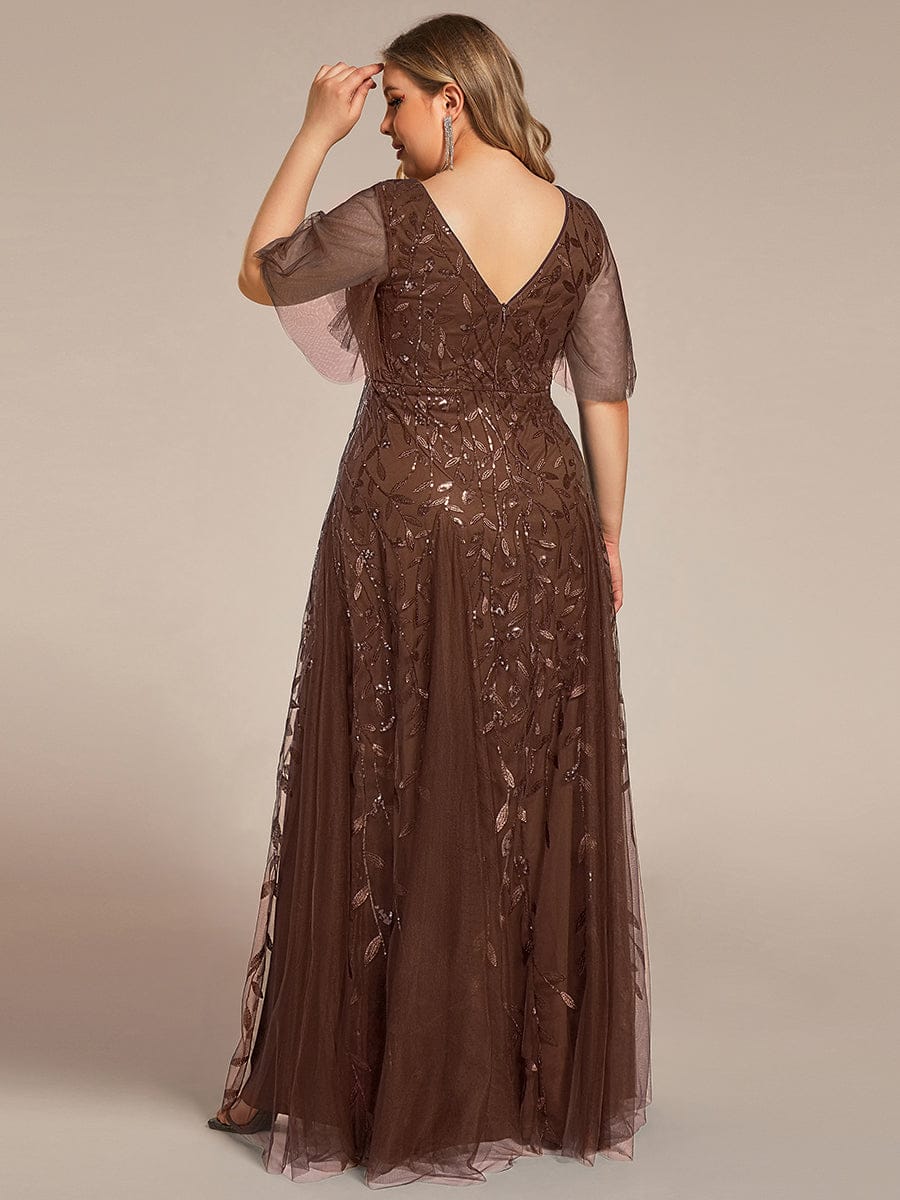 ever ASTRAL|Stunning V Neck Long Wedding Guest Dress with Ruffle Sleeves - Image 159