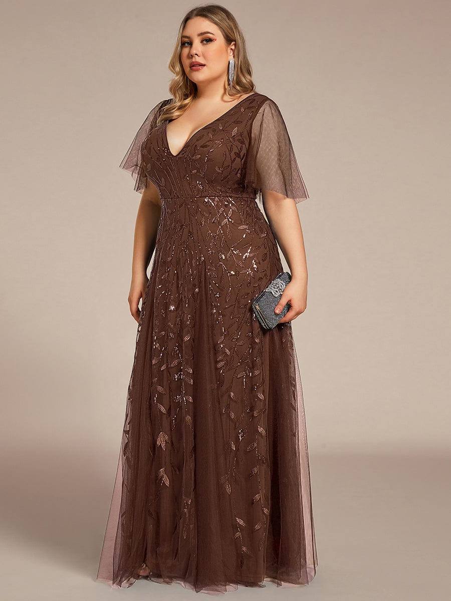ever ASTRAL|Stunning V Neck Long Wedding Guest Dress with Ruffle Sleeves - Image 160