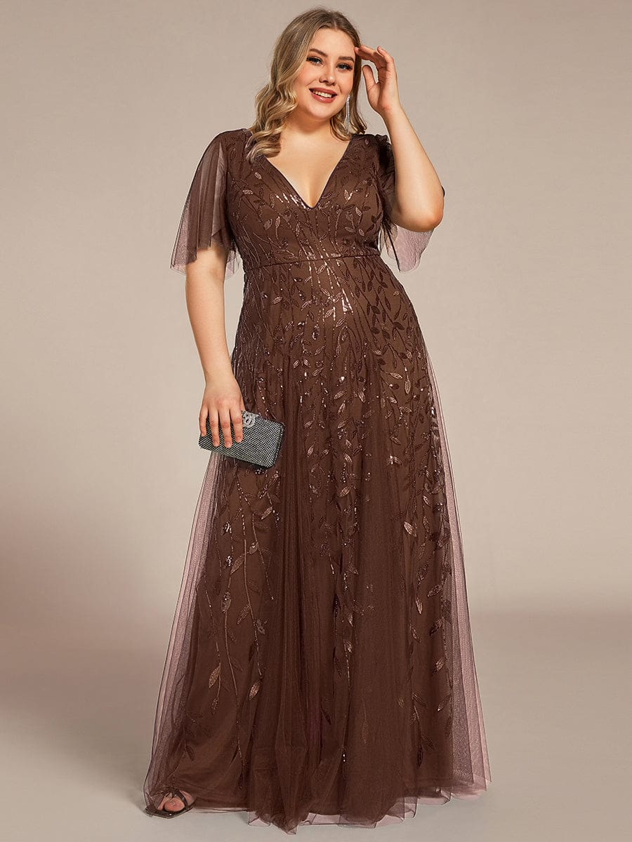 ever ASTRAL|Stunning V Neck Long Wedding Guest Dress with Ruffle Sleeves - Image 161