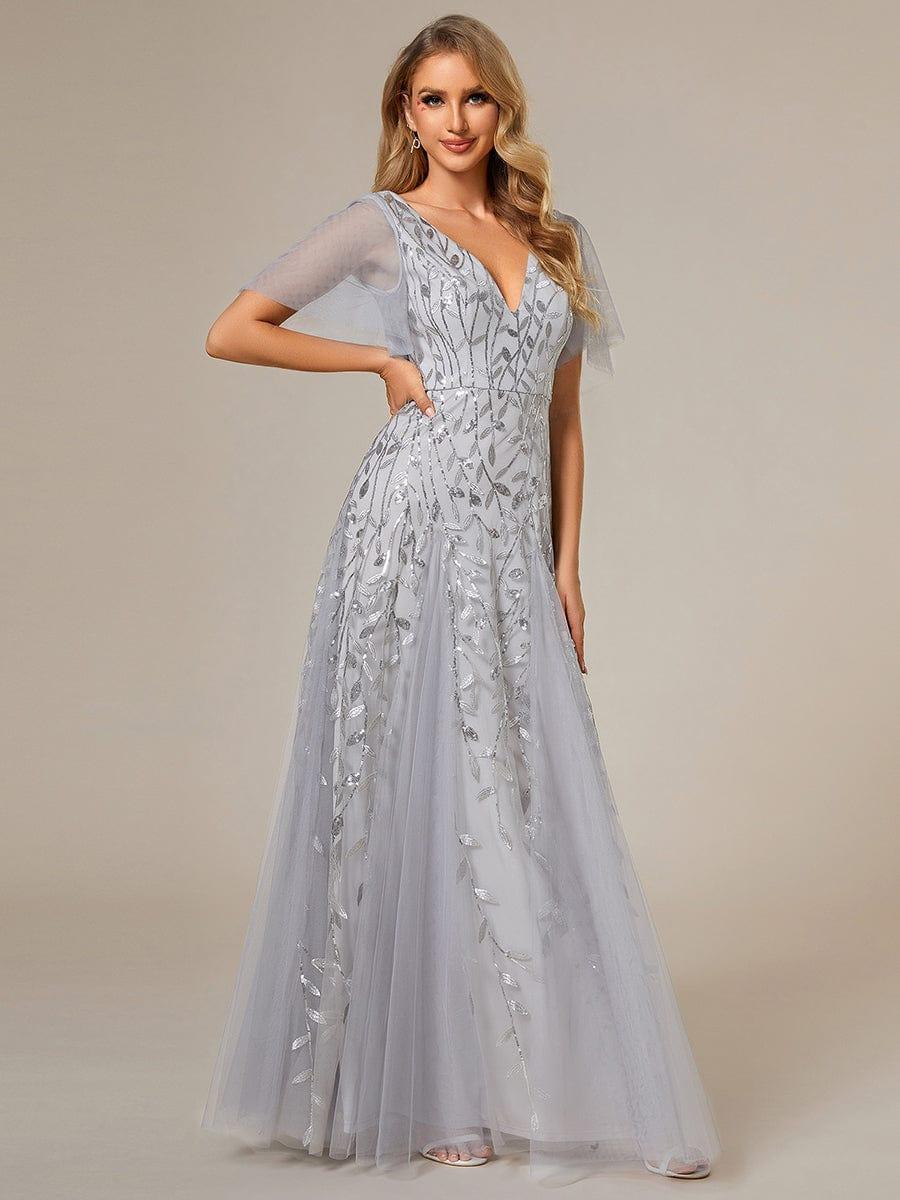 ever ASTRAL|Stunning V Neck Long Wedding Guest Dress with Ruffle Sleeves - Image 26