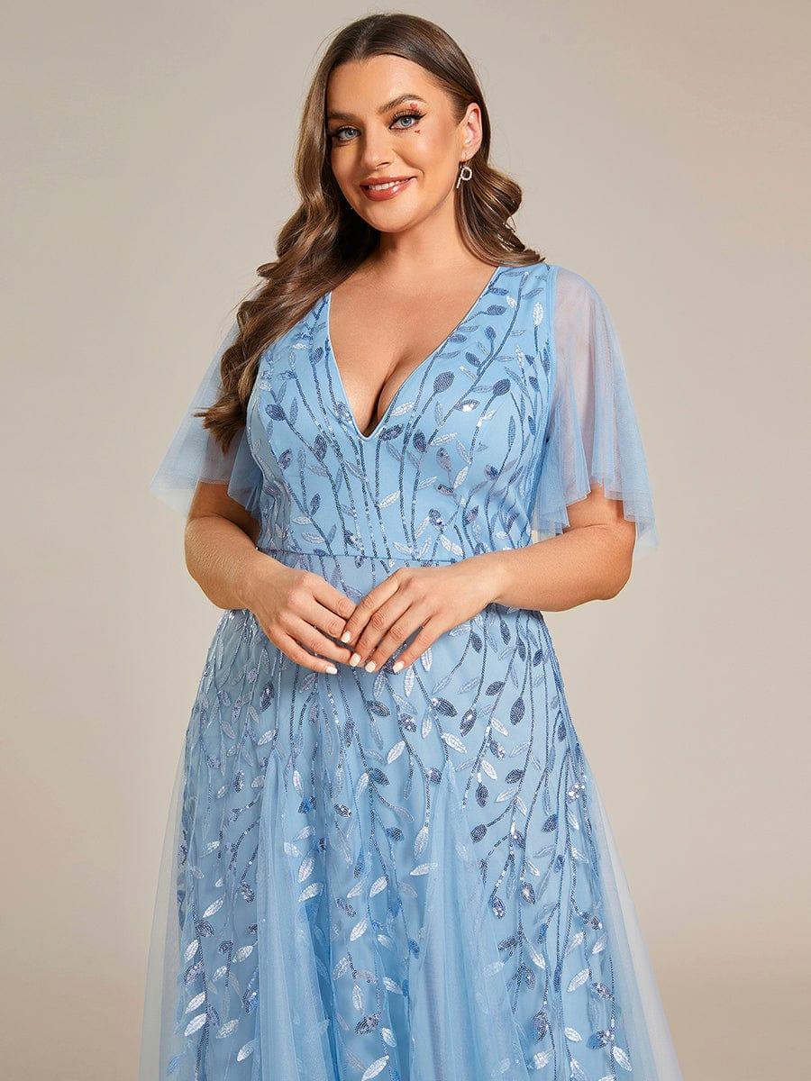 ever ASTRAL|Stunning V Neck Long Wedding Guest Dress with Ruffle Sleeves - Image 37