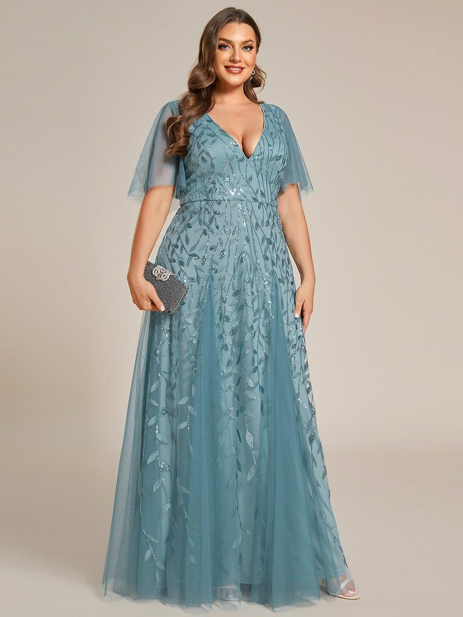 ever ASTRAL|Stunning V Neck Long Wedding Guest Dress with Ruffle Sleeves - Image 43
