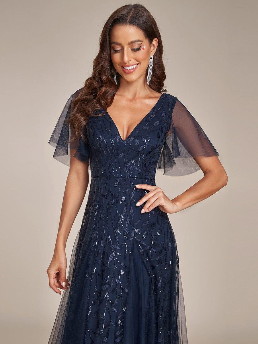 ever ASTRAL|Stunning V Neck Long Wedding Guest Dress with Ruffle Sleeves - Image 57