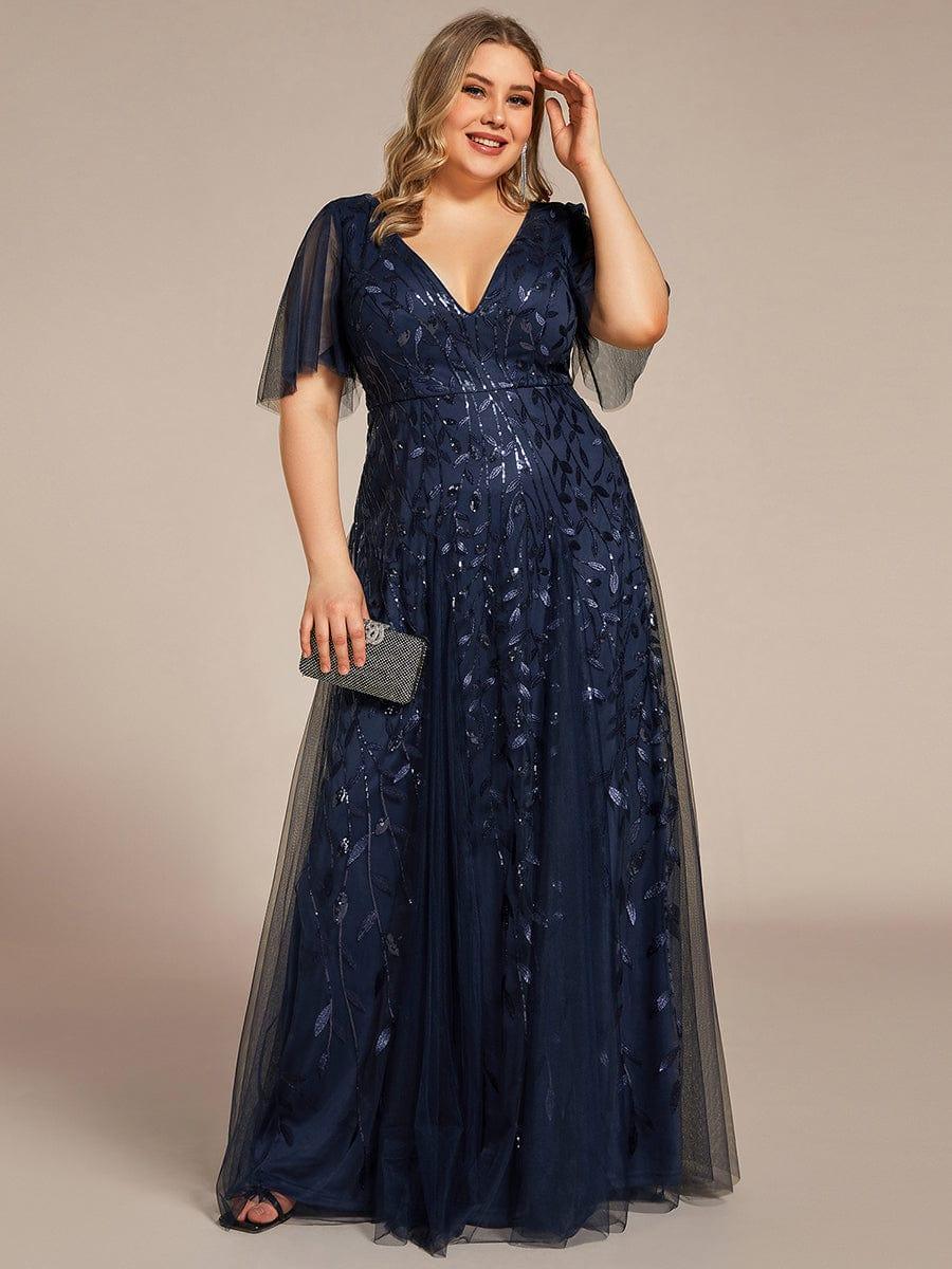 ever ASTRAL|Stunning V Neck Long Wedding Guest Dress with Ruffle Sleeves - Image 60