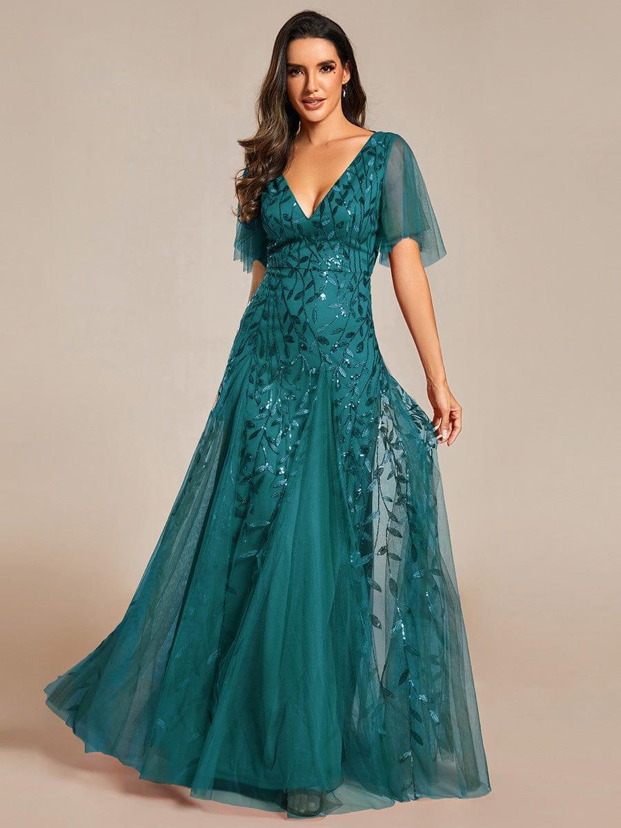 ever ASTRAL|Stunning V Neck Long Wedding Guest Dress with Ruffle Sleeves - Image 83