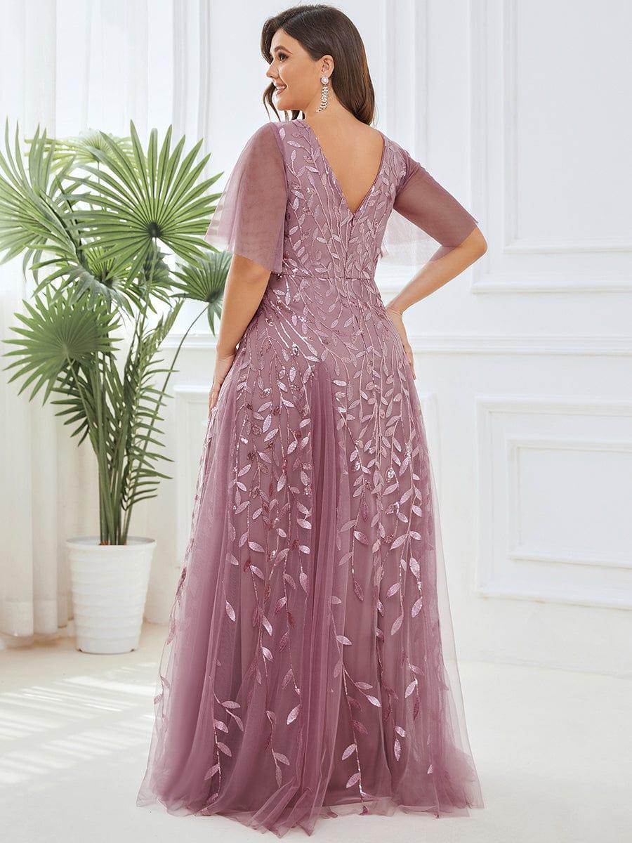 ever ASTRAL|Stunning V Neck Long Wedding Guest Dress with Ruffle Sleeves - Image 93