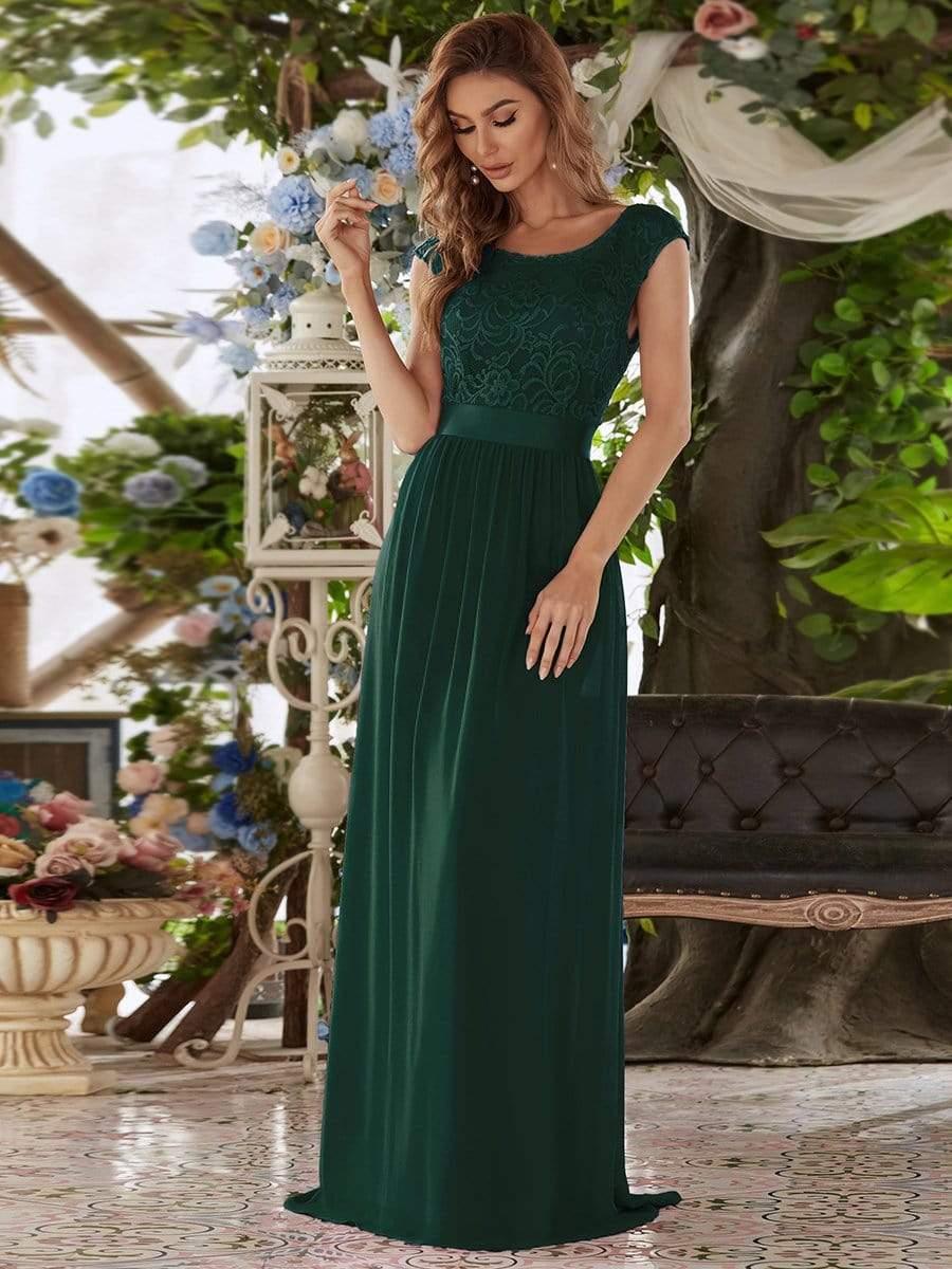 Round Neck Lace Bodice Bridesmaid Dress(Final Sale) - Image 3