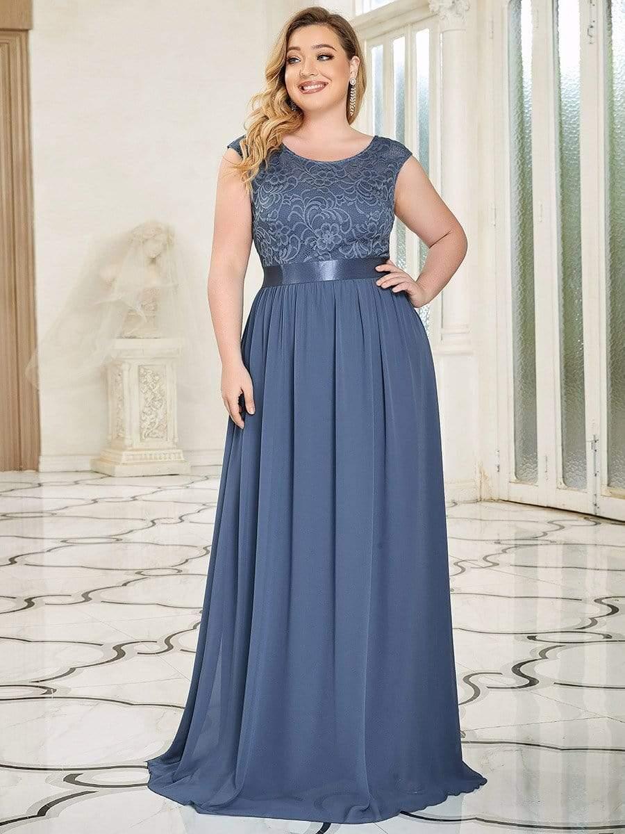 Round Neck Lace Bodice Bridesmaid Dress(Final Sale) - Image 31