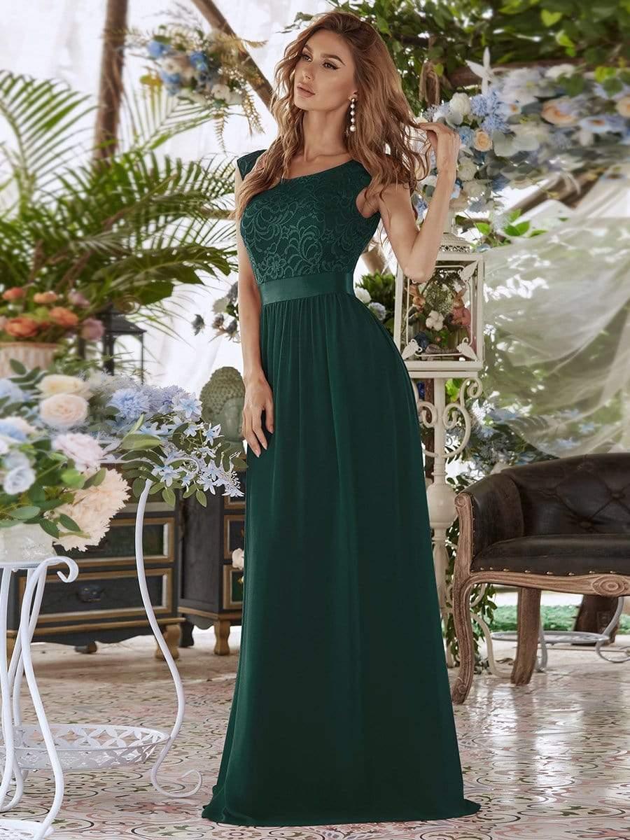 Round Neck Lace Bodice Bridesmaid Dress(Final Sale) - Image 4