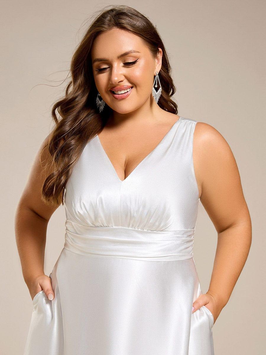ever INDY|Sleeveless Empire Waist Satin Maxi Bridesmaid Dress With Pockets - Image 52