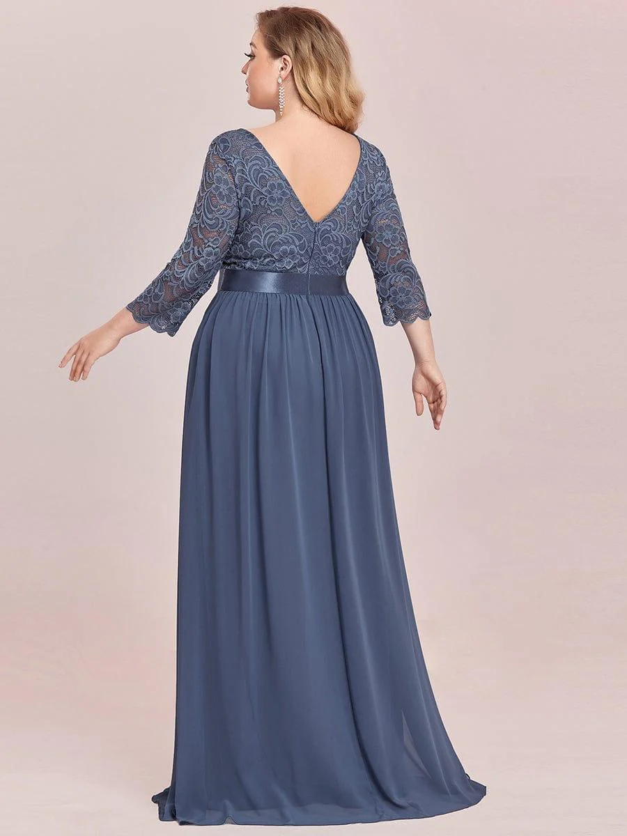 ever FAUN|Elegant Round Neck A Line See-Through Lace Bridesmaid Dress - Image 106
