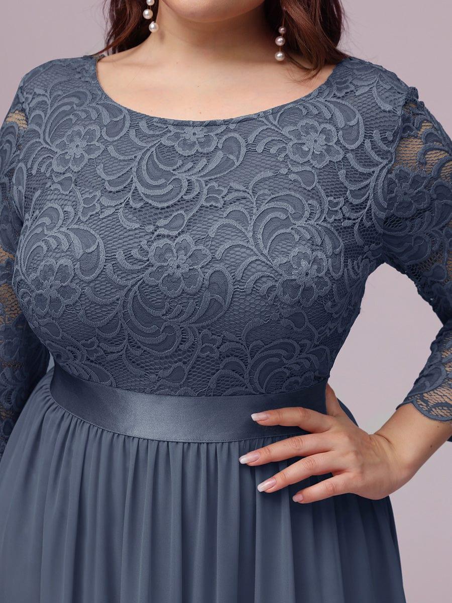 ever FAUN|Elegant Round Neck A Line See-Through Lace Bridesmaid Dress - Image 107