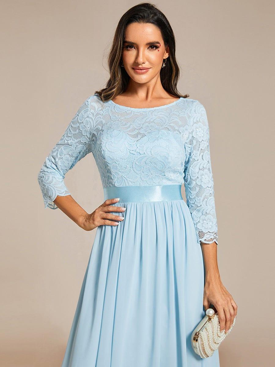 ever FAUN|Elegant Round Neck A Line See-Through Lace Bridesmaid Dress - Image 112