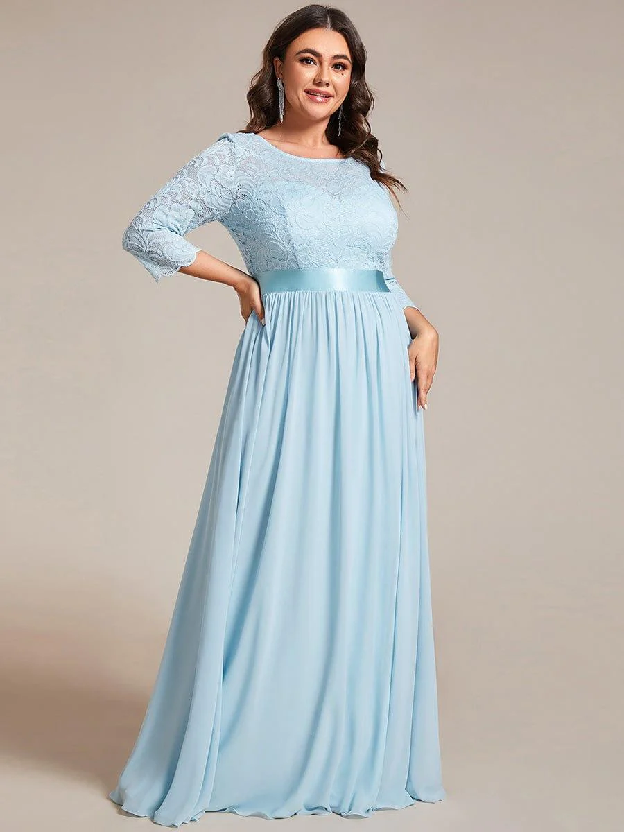 ever FAUN|Elegant Round Neck A Line See-Through Lace Bridesmaid Dress - Image 116