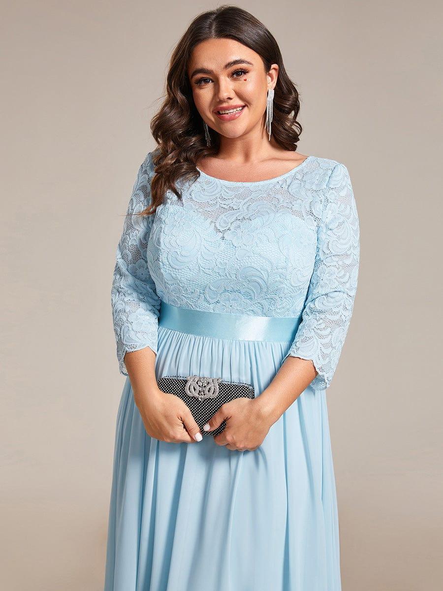 ever FAUN|Elegant Round Neck A Line See-Through Lace Bridesmaid Dress - Image 117